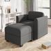 Armchair - Ebern Designs Sabiah Upholstered Armchair Sectional Gray Sofa w/ Ottoman(All sofas type in Features) Linen/ in Black/Gray | Wayfair