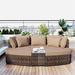 Latitude Run® 6-Piece Patio Outdoor Conversation Round Sofa Set Synthetic Wicker/All - Weather Wicker/Wicker/Rattan in Brown | Wayfair