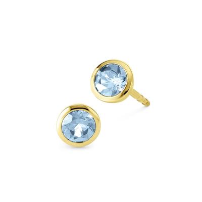 Paar Ohrstecker OROLINO "Gold 585 mit 2x Blautopas (beh.) Sky blue", gelb (gelb, hellblau), Ohrringe, Damen, ONE-SIZE, G