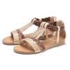 Sandale LASCANA "Sommerschuh", Damen, Gr. 43, beige (beige, braun), Obermaterial: 50% Lederimitat, 50% Textilmaterial. Futter: 100% Lederimitat. Decksohle: 100% Lederimitat. Laufsohle: 100% Synthetik, bedruckt, modisch, Schuhe, Sandalette,...