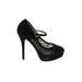 Wild Diva Heels: Black Brocade Shoes - Women's Size 6 1/2