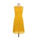 Michael Kors Casual Dress - A-Line Crew Neck Sleeveless: Yellow Solid Dresses - Women's Size 10