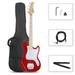 4 Strings Electric Bass Guitar Kit with Carry Bag Strap Connector Wrench Tool 30in Short Scale Thin Body Bass Guitar with Single Pickups (Black)