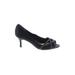 Nina Heels: Slip On Kitten Heel Classic Black Solid Shoes - Women's Size 9 1/2 - Peep Toe