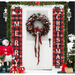 Merry Christmas Banner Christmas Porch Sign Decorations - Red Black Buffalo Plaid Outdoor Xmas Decor Hanging Christmas Banner for Indoor Outside Front Door Garage Holiday Party Wall Decor