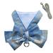 Dog Harness and Leash Set with Bow Knot No Pull Pet Floral Harness with D-Ring Soft Mesh Dog Harness Vest Set Escape Proof Princess Puppy Harness for Small Girl Dogs Cats (Blue-S)