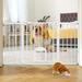 Babelio Baby Gate with Adjustable Cat Door 29-43 Auto Close Durable Dog Gate for Stairs Doorways and House Easy Walk Thru Safety Gate with Pet Door White
