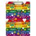 Wellsay Symbols of The Hippie Peace Love Flower Clipboards for Kids Student Women Men Letter Size Plastic Low Profile Clip 9 x 12.5 in Sliver Clip