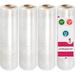 4 rolls 15 x 1500 ft stretch wrap heavy duty 55 gauge high performance stretch film replaces 80 gauge low films clear hand stretch wrap