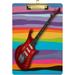 Wellsay Red Vintage Guitar with Striped Music Acrylic Clipboard Letter Size 9 x 12.5 Decorative Clipboard with Low Profile Silver Metal Clip for Office School Student Women