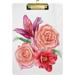 Wellsay Rose Lily Quince Flower Floral Clipboards for Kids Student Women Men Letter Size Plastic Low Profile Clip 9 x 12.5 in Golden Clip