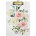 Wellsay Pink Rose & Hydrangea Flower Clipboards for Kids Student Women Men Letter Size Plastic Low Profile Clip 9 x 12.5 in Golden Clip