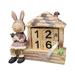 Slhenay Wooden Perpetual Block Calendar for Desk Rabbit Calendar Home Office Decorative Calendar Decor Rabbit Decor Rustic Desktop Wooden Blocks Easter Decor