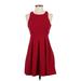 Casual Dress - Mini: Burgundy Solid Dresses - Women's Size Small