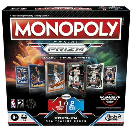 Monopoly Prizm: NBA 2nd Edition Board Game with 2023-24 Panini NBA Trading Cards Ages 8+