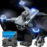 Mini Drone with ESC Camera FPV Drone Foldable Drone Brushless Motor Drones 2.4G Rc Quadcopter with Cool LED Lights Drones for Adults Altitude Hold Obstacle Avoidance for Kids Adults