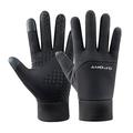 Zainafacai Winter Gloves Men Sports Flip Two Finger Men S Autumn and Winter Cycling Bike Plus Warm Windproof Non Slip and Water Household Supplies Black
