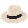 Women Flat Brim Straw Hat Panama Sun Hat Simple Contrast Beach Summer Hats Fishing Hats Buckle Fedora Sun Hats