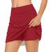 WEAIXIMIUNG Women Skirts Midi Length Elegant Womens Casual Solid Tennis Skirt Yoga Sport Active Skirt Shorts Skirt Red S