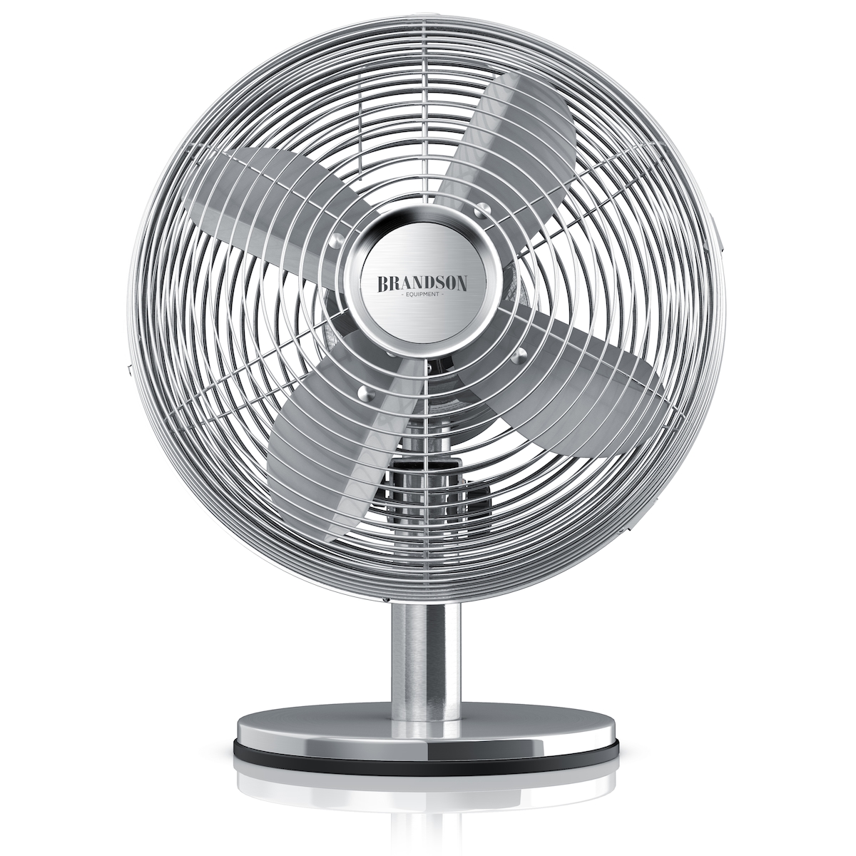 Brandson 30W Tischventilator Retro Style, Ventilator, Oszillation 80°, Neigungswinkel ca. 40°, 3 Geschwindigkeiten, Chrome Line Image