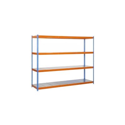 SimonRack Metallregal ohne Schrauben mit Simonforte -Metallschalen 4 Regale. Blau/Orange/Galva Farbe 2000x1800x900 mm Image