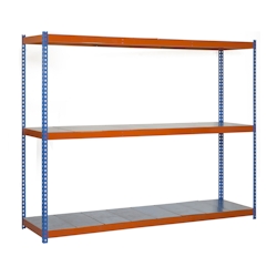 SimonRack Metallregal ohne Schrauben mit Simonforte -Metallschalen 3 Regale. Blau/Orange/Galva Farbe 2000x1800x600 mm Image