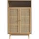 Buffet helena effet chêne et cannage rotin 2 portes 80 cm - Bois