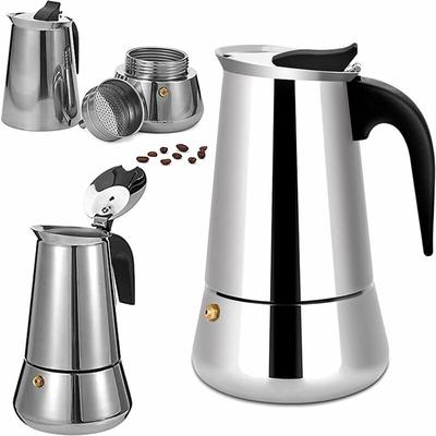 Cafetière moka italienne en acier inoxydable, 6 tasses, compatible avec tous les types de chaleur,