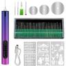 40 Pcs Graveur Électrique- Gravure Carve Outil, Mini Stylo Graveur sans Fil, Violet