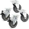 Wiltec - Kit Roulettes 100mm 80kg/roue 2x Pivotantes avec frein 2x Pivotantes Sans frein Charge