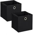 Boîtes de rangement, caisses en tissu, lot de 2, HxLxP : 30,5 x 30,5 x 30,5 cm, bacs pliables, noir