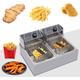 Friteuse double friteuse en acier inoxydable 12 l pour restaurant rapide snack-bars