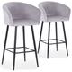 Cotecosy - Lot de 2 chaises de bar Bobby Velours Argent - Gris