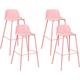 Lot 4 Tabourets de Bar Modernes Siège en Plastique Synthétique Rose Pastel Pieds en Métal Chaises