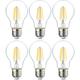 Lot de 6 ampoules led Culot Edison à vis E27 4 w (équivalent 40 w) Filament transparent Intensité