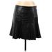 Ann Taylor Faux Leather Fit & Flare Skirt Knee Length: Black Print Bottoms - Women's Size 8