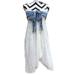 Free People Dresses | Free People Dress Women’s Size Medium White Knit Tie Front Rayon Soft Tank Tunic | Color: Blue/White | Size: M