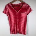 J. Crew Tops | J Crew 100% Linen Stripe Pocket V-Neck Tee T-Shirt Preppy Red Pink Small | Color: Pink/Red | Size: S