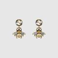 Gucci Jewelry | Gucci Interlocking G Bee Earrings With Crystals And Pearl | Color: Gold | Size: Os