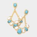 Anthropologie Jewelry | New Teardrop T Turquoise Stone Pearl Embellished Dangle Earrings | Color: Blue/Gold | Size: Os