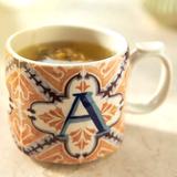 Anthropologie Dining | Anthropologie Mezze Monogram Letter "A" Coffee Tea Artisan Large Grip Mug Nwt | Color: Blue/Orange | Size: Os