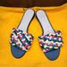 J. Crew Shoes | J. Crew Cora Slide Sandals Rainbow Woven Faux Leather 7 | Color: Blue | Size: 7