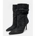 Zara Shoes | Blogger's Fave! Zara Mid-Shaft Denim Ankle Boots Nwt | Color: Black | Size: 6