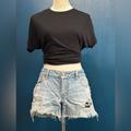 American Eagle Outfitters Shorts | American Eagle Light Wash Distressed Midi Short Guc Size 12 | Color: Blue | Size: 12