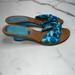 Coach Shoes | Coach Y2k Metallic Blue Wedge Sandal Size 8.5 | Color: Blue | Size: 8.5