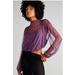 Free People Tops | Free People Ellie Mesh Long Sleeve Blouse Top Black Cherry Sheer Dot Xs | Color: Purple | Size: Xs