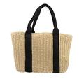 Theaque 1Pc Straw Tote Bag Large Capacity Handbag Portable Shoulder Bag Storage Pouch