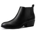 FUPPIA Chelsea Boots Women Fashion Ankle Booties Classic Low Heel Side Zip Shoes for Women Black Brown Black Size 6.5