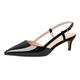 Joseywade Slingback Kitten Heels Women's Pointed Toe Low Heels Pumps 2" Shoes US Size 5-13, Patent Black, 6 UK