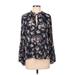 Lucky Brand Long Sleeve Blouse: Blue Floral Tops - Women's Size Small